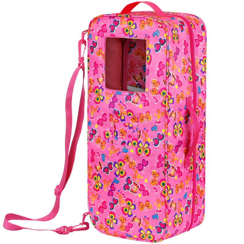 ZITA ELEMENT Doll Travel Carrier Case - Crossbody Shoulder Bag for 18 Inch Doll Accessories with Multi-Pocket, Storage Closet Wardrobe Makeovers - Image 1